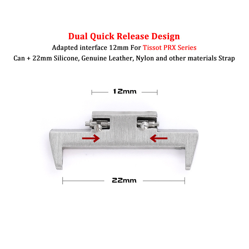 12mm Dedicated Adapter Dual Quick Release 304 Stainless Steel Brushed Design For Tissot Prx Watch Band Strap