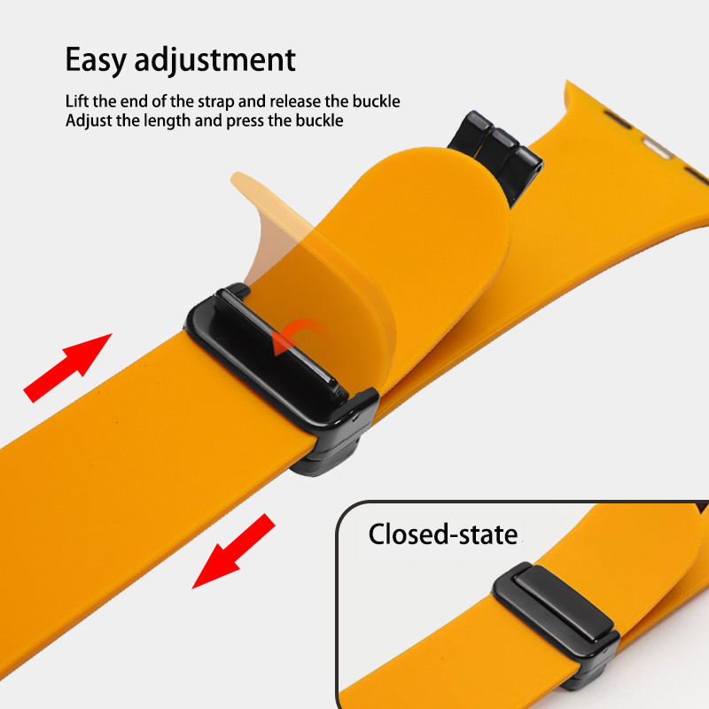 Colorful Magnetic Silicone Rubber Watch Strap 38mm 44mm 49mm Magnetic Clasp Watch Bands For Apple Watch Series 9 8 7