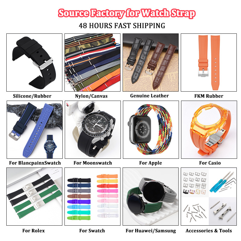 Eco-Friendly Outdoor Elastic Parachute Rope Woven Sports Watchband 18mm 20mm 22mm Ribbed Nylon Canvas Watch Bands Watch Strap