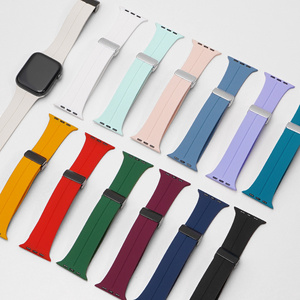 Colorful Magnetic Silicone Rubber Watch Strap 38mm 44mm 49mm Magnetic Clasp Watch Bands For Apple Watch Series 9 8 7