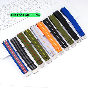 Eco-Friendly Outdoor Elastic Parachute Rope Woven Sports Watchband 18mm 20mm 22mm Ribbed Nylon Canvas Watch Bands Watch Strap