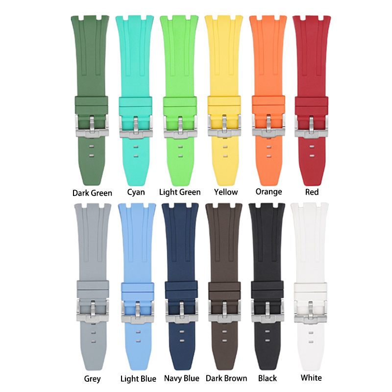 Premium FKM Rubber Watch Bands Strap with Folding Butterfly Buckle Dustproof FKM Belts 26mm for AP Watch 15400 15500 26331