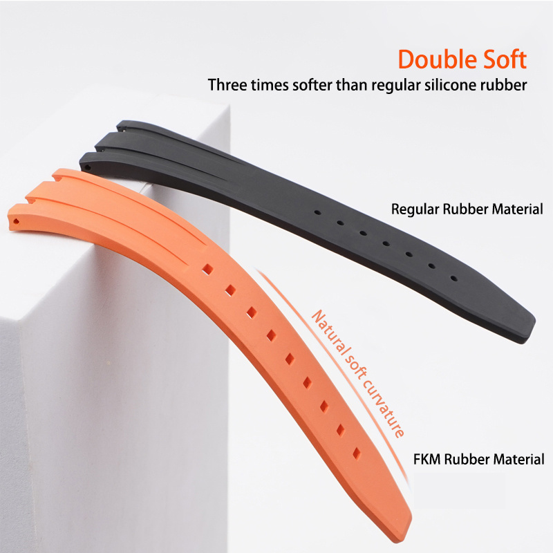 26mm FKM Rubber Watch Strap Belt with Folding Butterfly Buckle Watch Bands for AP Watch 15400 15500 26331