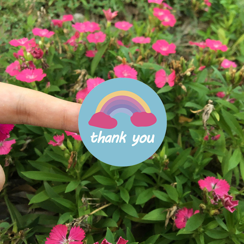 1 Inch Ready To Ship Round Thank You Stickers For Small Business Flowers Pattern Packaging Label Roll