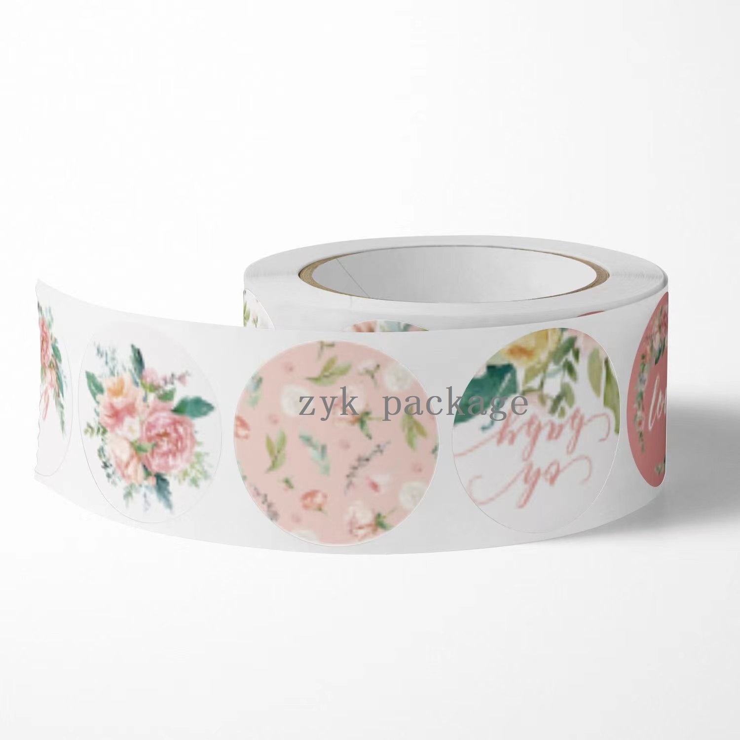 1 Inch Ready To Ship Round Thank You Stickers For Small Business Flowers Pattern Packaging Label Roll