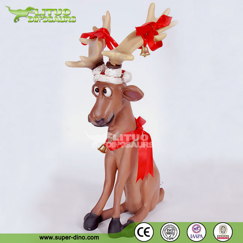 Large Fiberglass Park Animal Statues Outdoor Life Size Reindeer