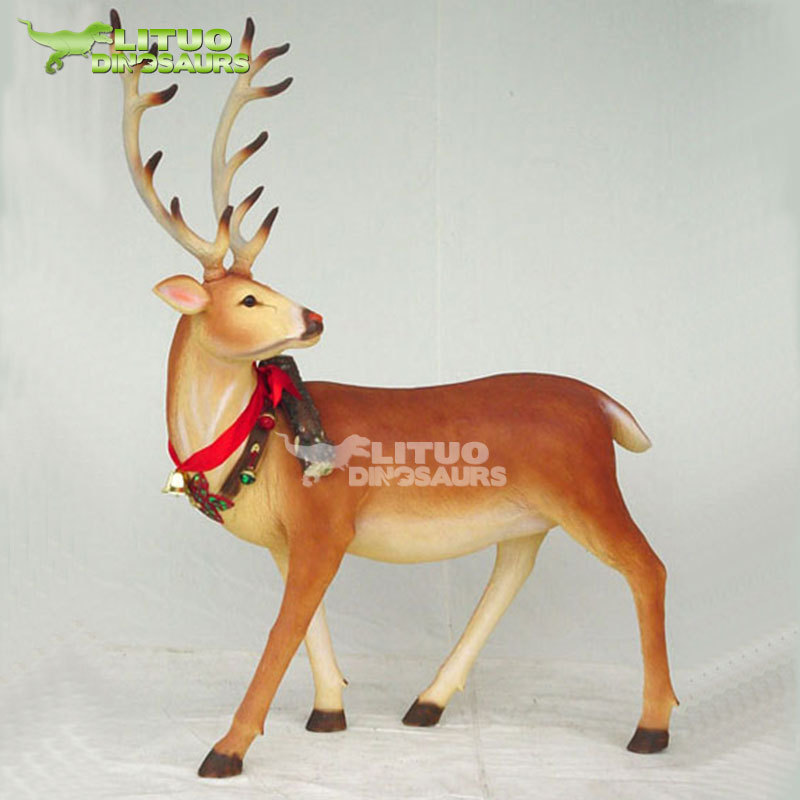 Large Fiberglass Park Animal Statues Outdoor Life Size Reindeer