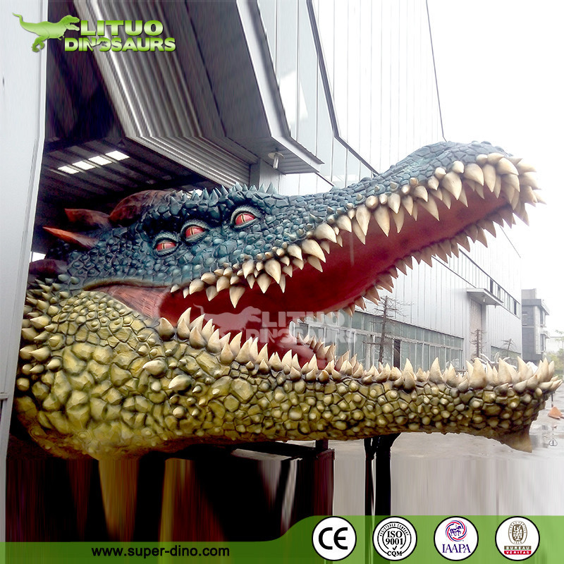 Big Halloween Animatronics Robot Simulation Animal Model Crocodile Head