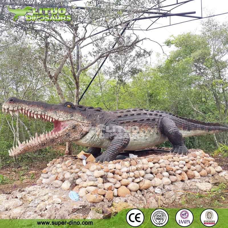 Simulation Motorized Jungle Animated Crocodile Life Size Animatronic Animal Model