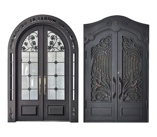 Zoyima French exterior double swing wrought iron front door