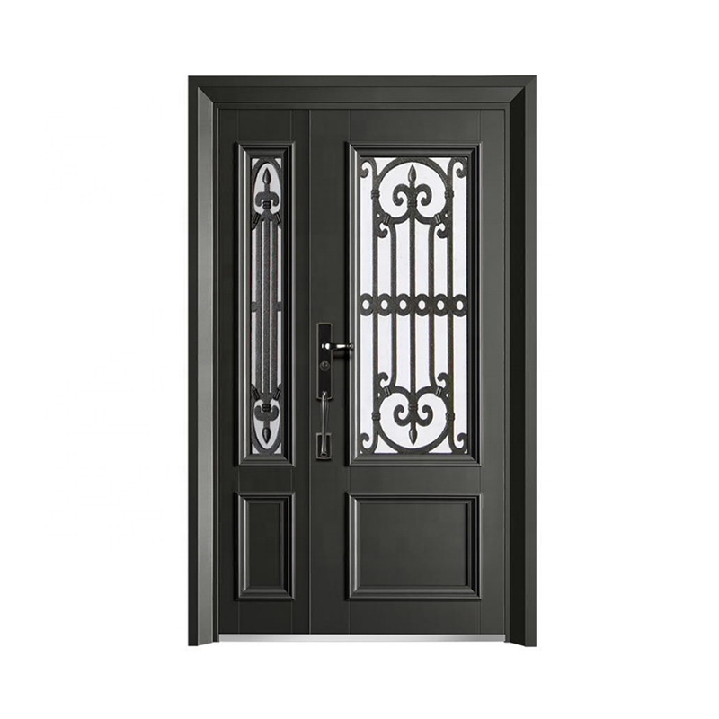 ZOYIMA French exterior double glazing security door  soundproof iron door American Glass Door