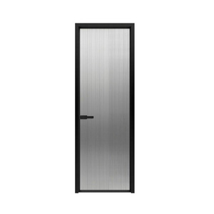 Zoyima aluminum alloy interior glass black toilet door glass sliding shower bathroom door