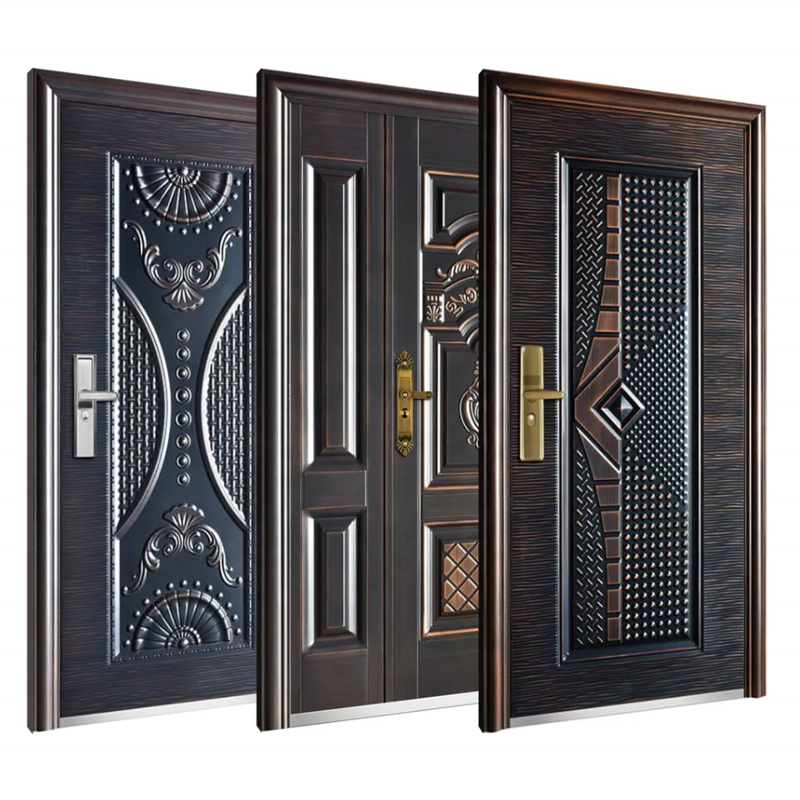 Chinese Armored Steel Metal Door One and Half Design Exterior Front steel door for home main entrance for home