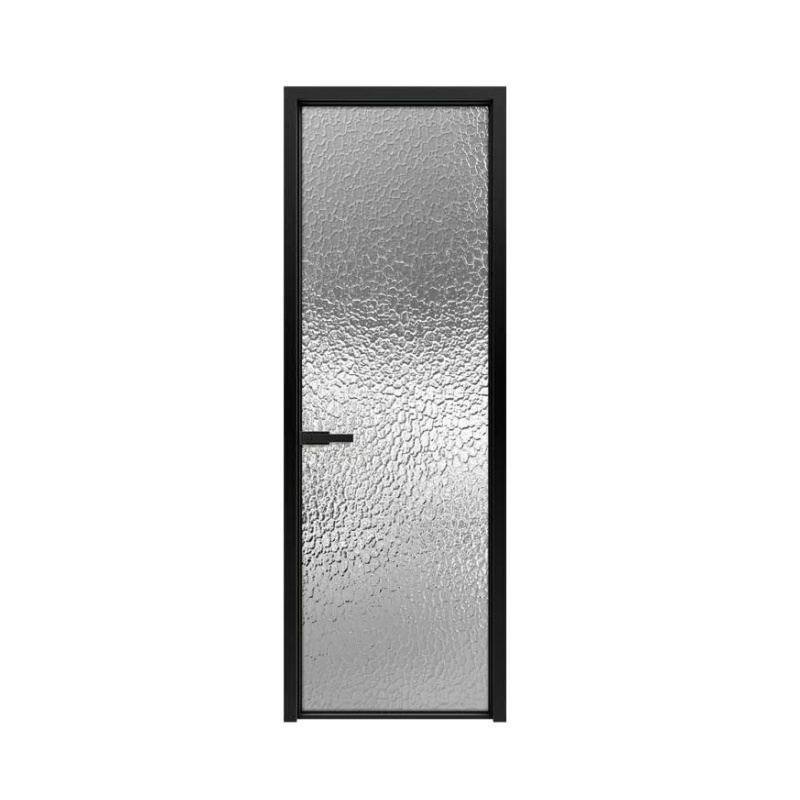 Zoyima aluminum alloy interior glass black toilet door glass sliding shower bathroom door