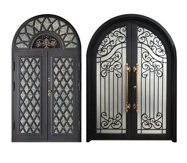 Zoyima French exterior double swing wrought iron front door