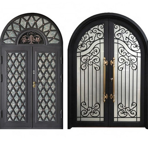 Zoyima French exterior double swing wrought iron front door