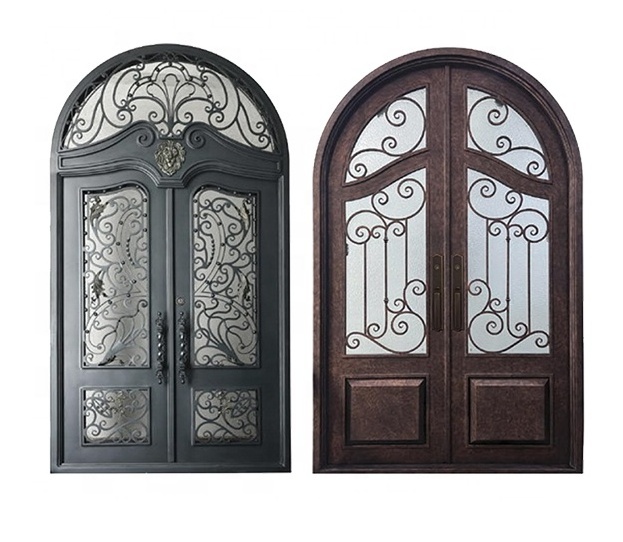 Zoyima French exterior double swing wrought iron front door