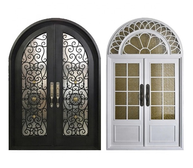 Zoyima French exterior double swing wrought iron front door