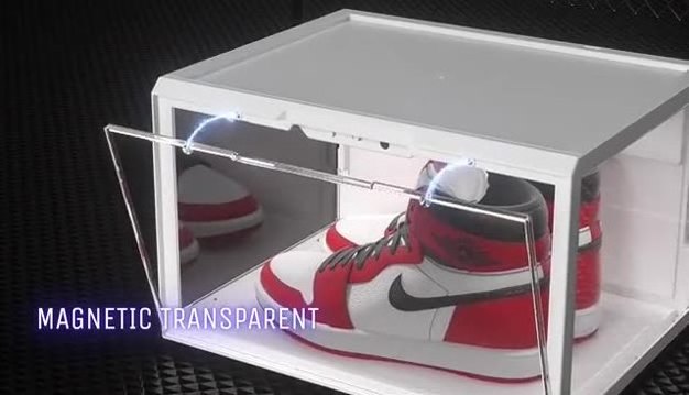 Sound Activated Plastic Led Shoe Box Container Magnetic Custom Giant Transparent Led Shoe Boxes Stackable Led Shoe Storage