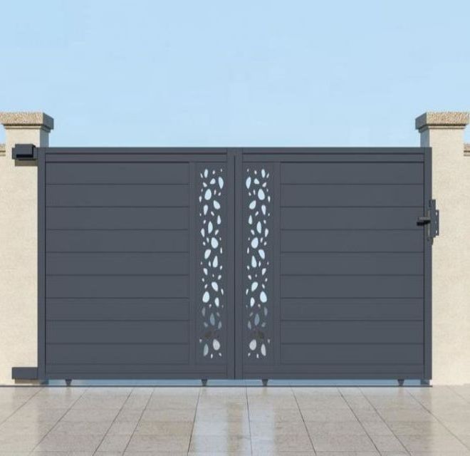 Customized automatic wrought iron garden gates electric sliding driveway gate design outdoor laser cut sliding door