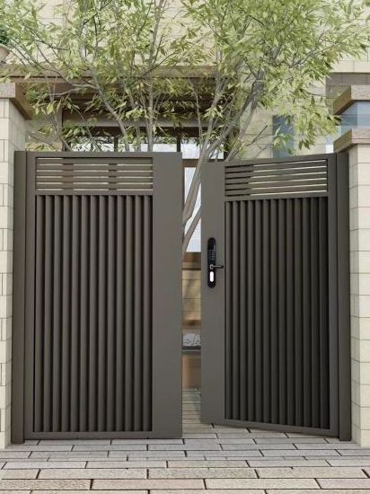 driveway grill aluminium main entrance gate design aluminum double swing entrance gate metal automatic swing entrance gate