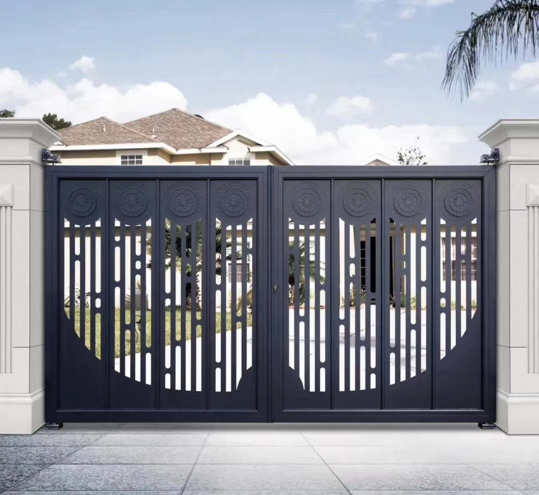 Aluminum Art Villa Courtyard Electric Main Laser Cut Garden Arch Automatic House Sliding Drive Swing gate