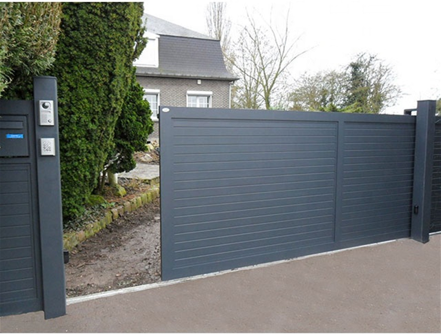 Aluminium Metal Gates Doors Electric Metal Sliding Garden Modern House Gate Designs Aluminum Slat Sliding Gate