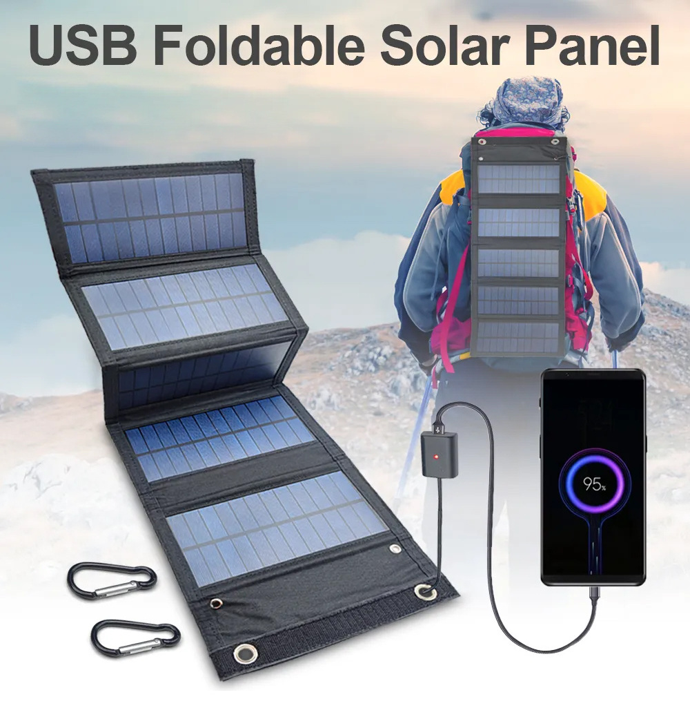 High Efficiency Outdoor Portable Waterproof Flexible Folding Solar Panel 15w 5v Battery Charger For Smart Mobile Phone