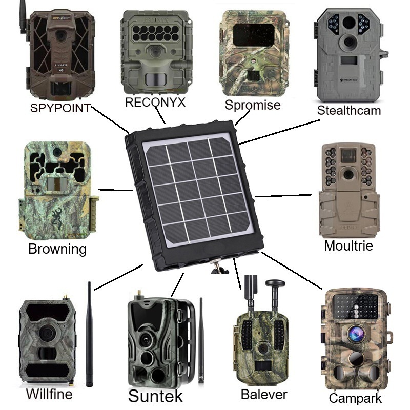 Waterproof Solar Panel Battery 8000mAh Trail Cameras Solar Panel 6v/9v12v Output Ip66 Waterproof For Hunting Camera