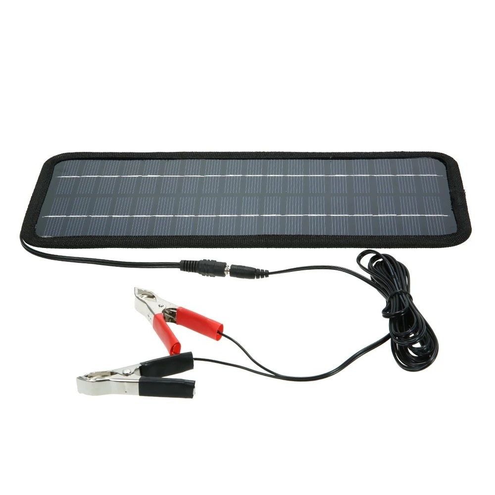 Solar-Battery-Trickle-Charger-Maintainer-12V Portable Waterproof Solar Panel Trickle Charging Kit for Car, Motorcycle, Boat,  RV