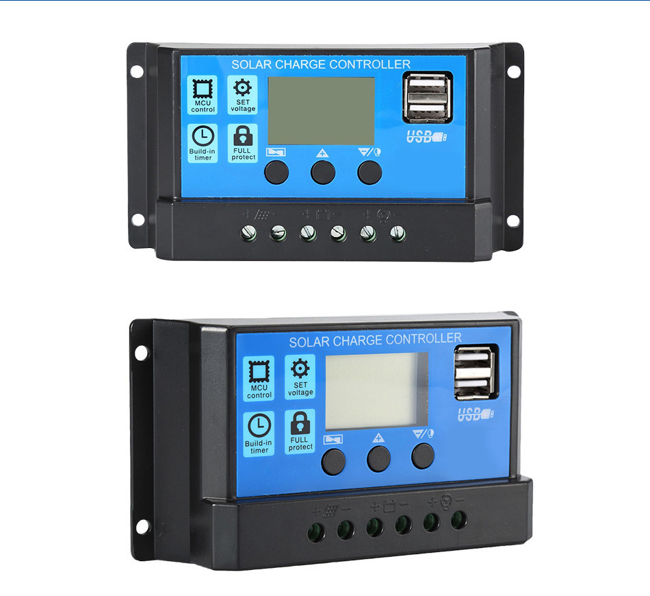 PWM 60A 50A 40A 30A 20A 10A Solar Charge and Discharge Controller 12V 24V Auto LCD Solar Regulator with Dual USB 5V NEW