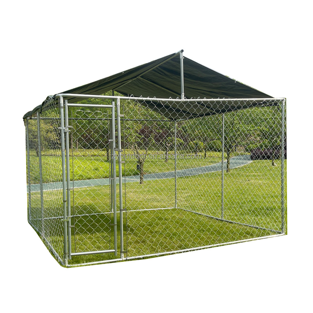 Large Outdoor heavy duty wire mesh large dog cage kennel for farm With Waterproof Cover Easy Assemble Playing and Resting