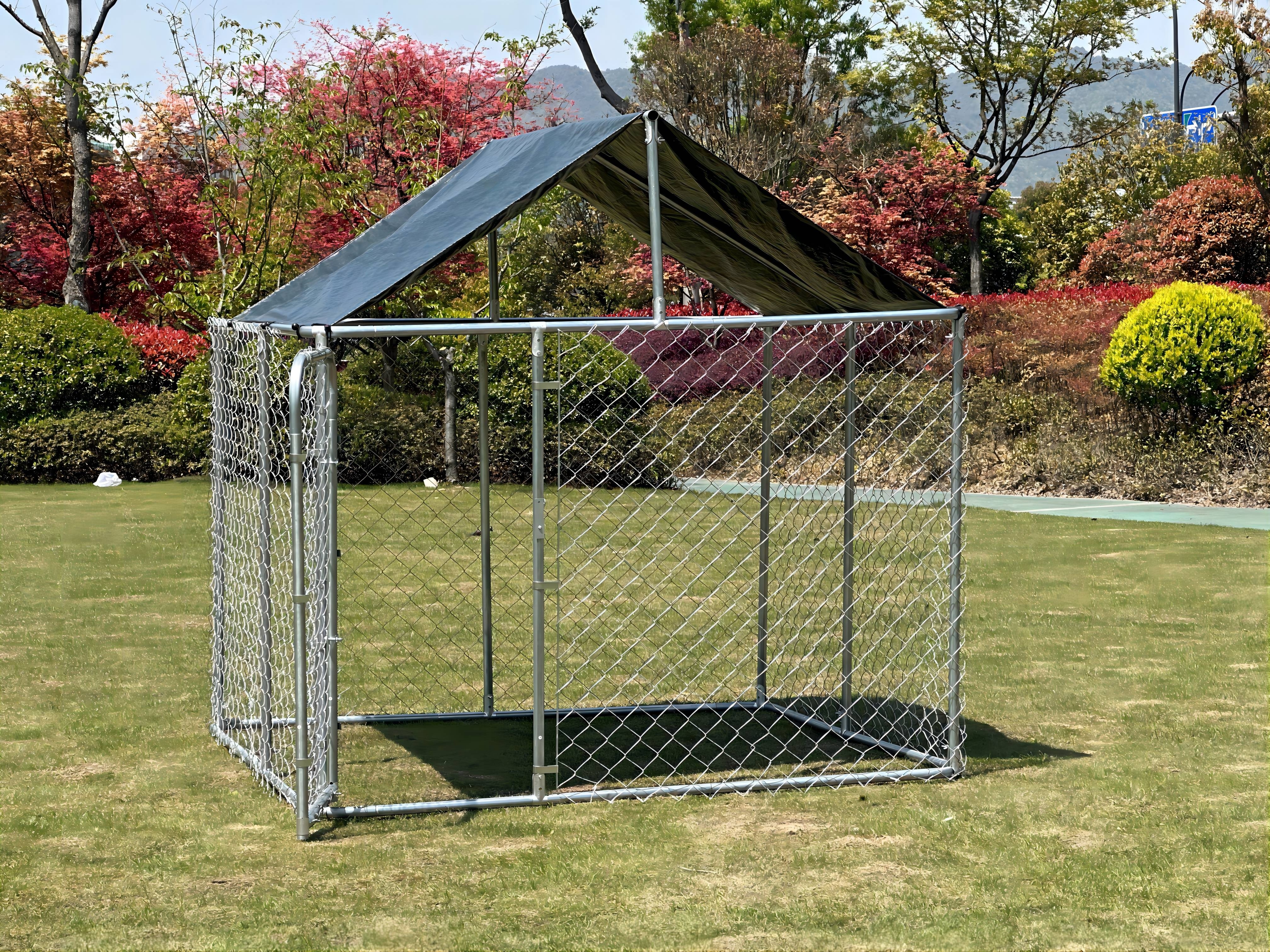 2x2x2M  chain link metal dog kennel pet play pen with removable roof dog cage run