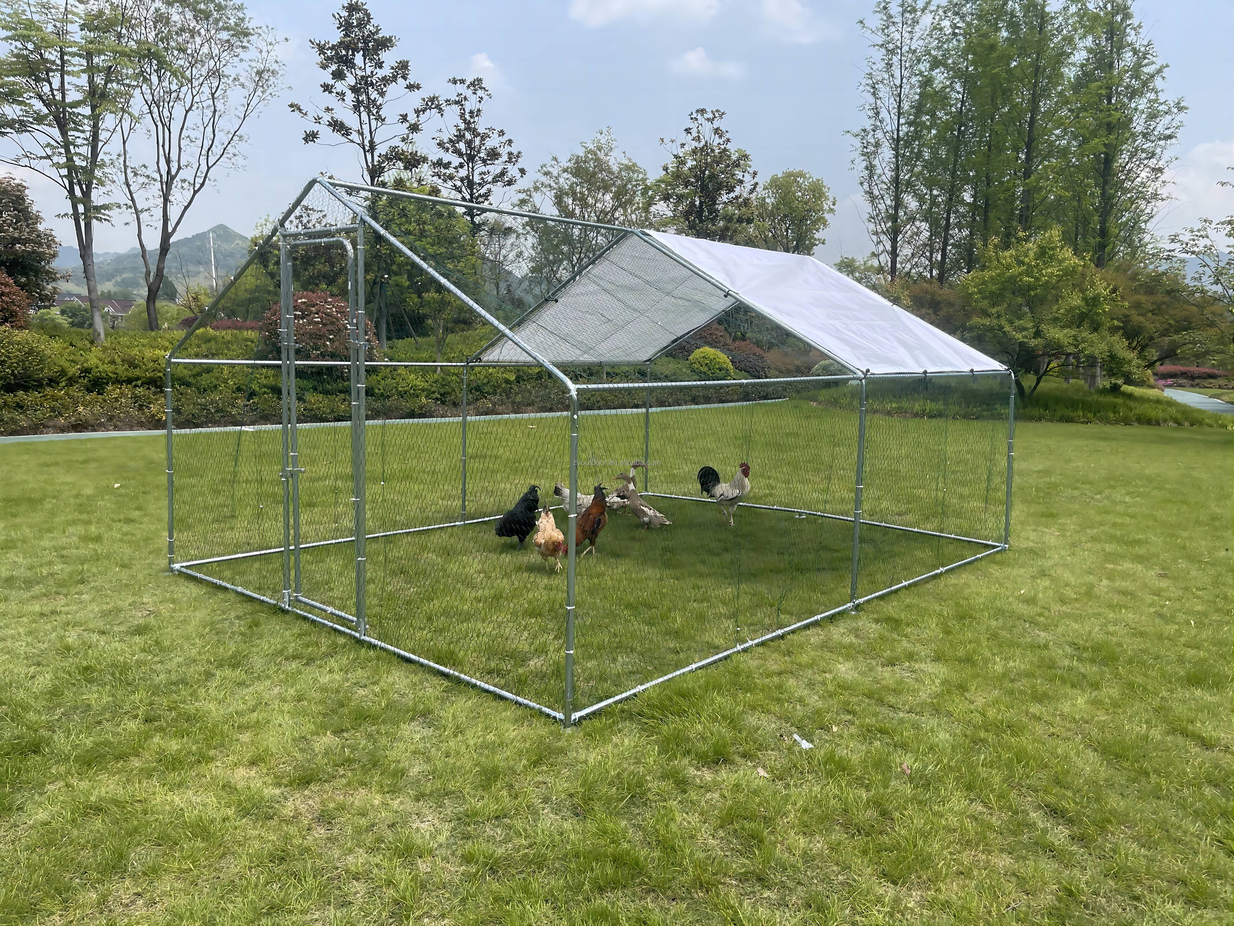 3x4x2M Chain link metal dog kennel pet play pen with removable roof dog cage run