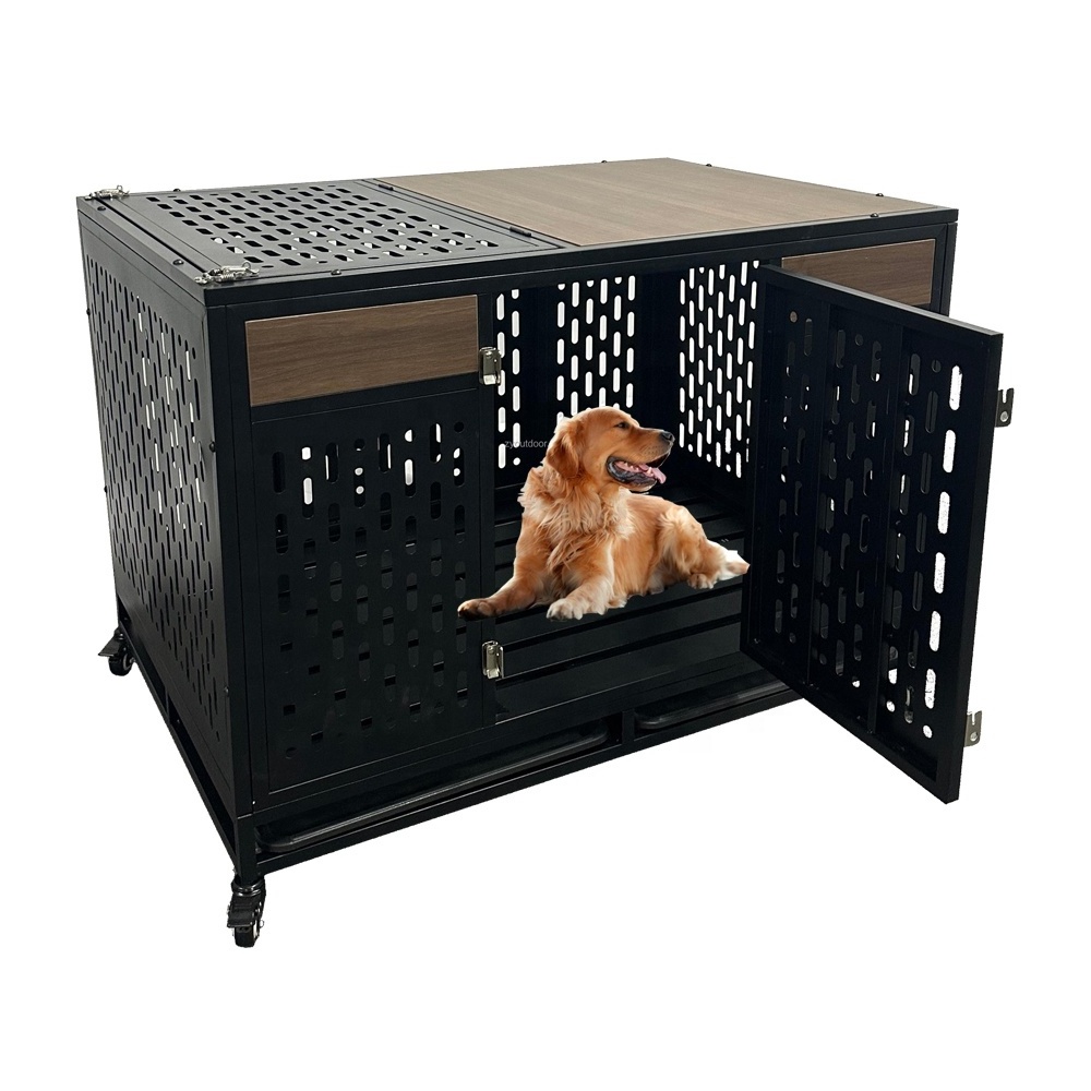 Foldable Collapsible Metal Large XXL Dog Cage Metal Kennels, Stackable Dog Cages For Large Dog,Wholesale Dog Crate With wheel