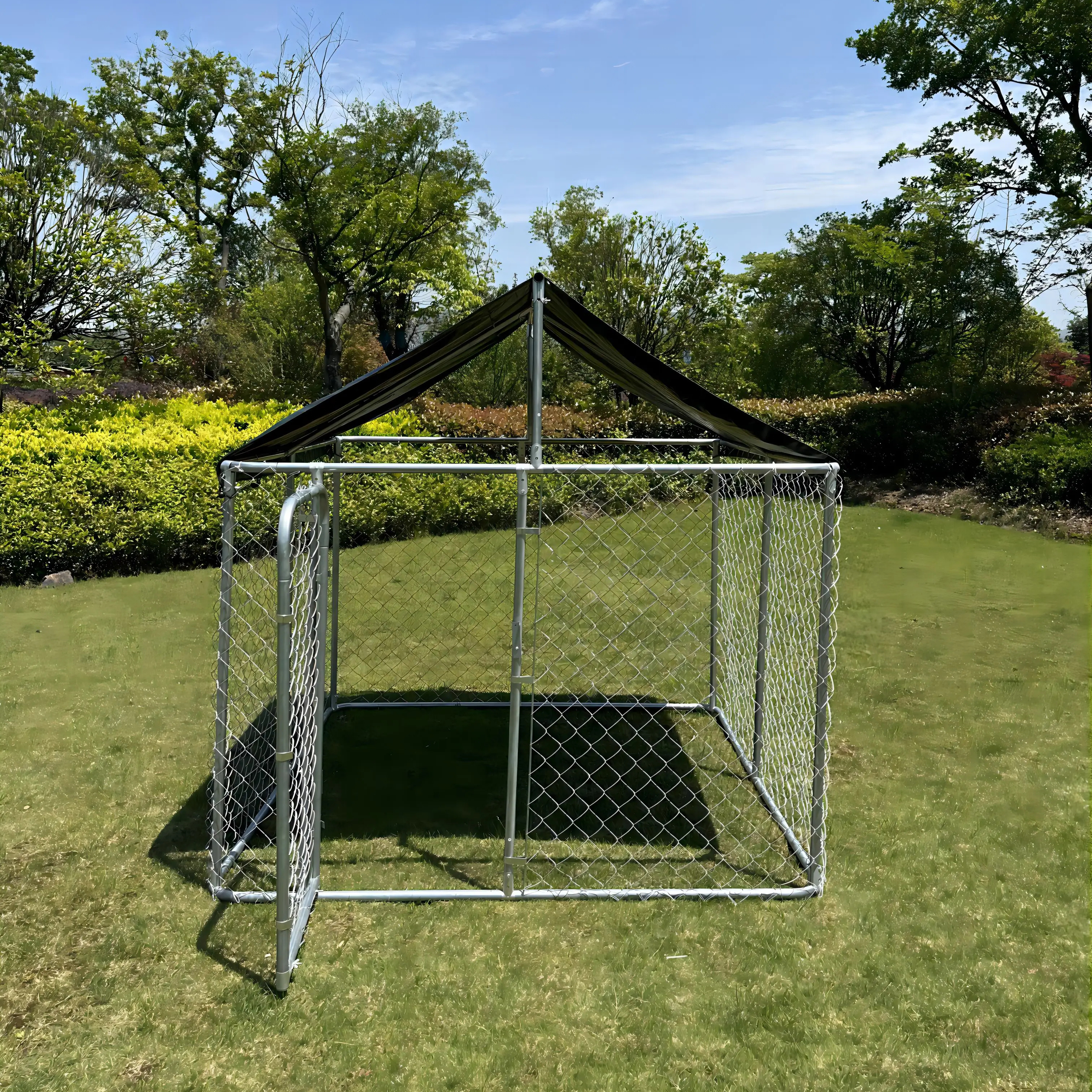 2x2x2M  chain link metal dog kennel pet play pen with removable roof dog cage run