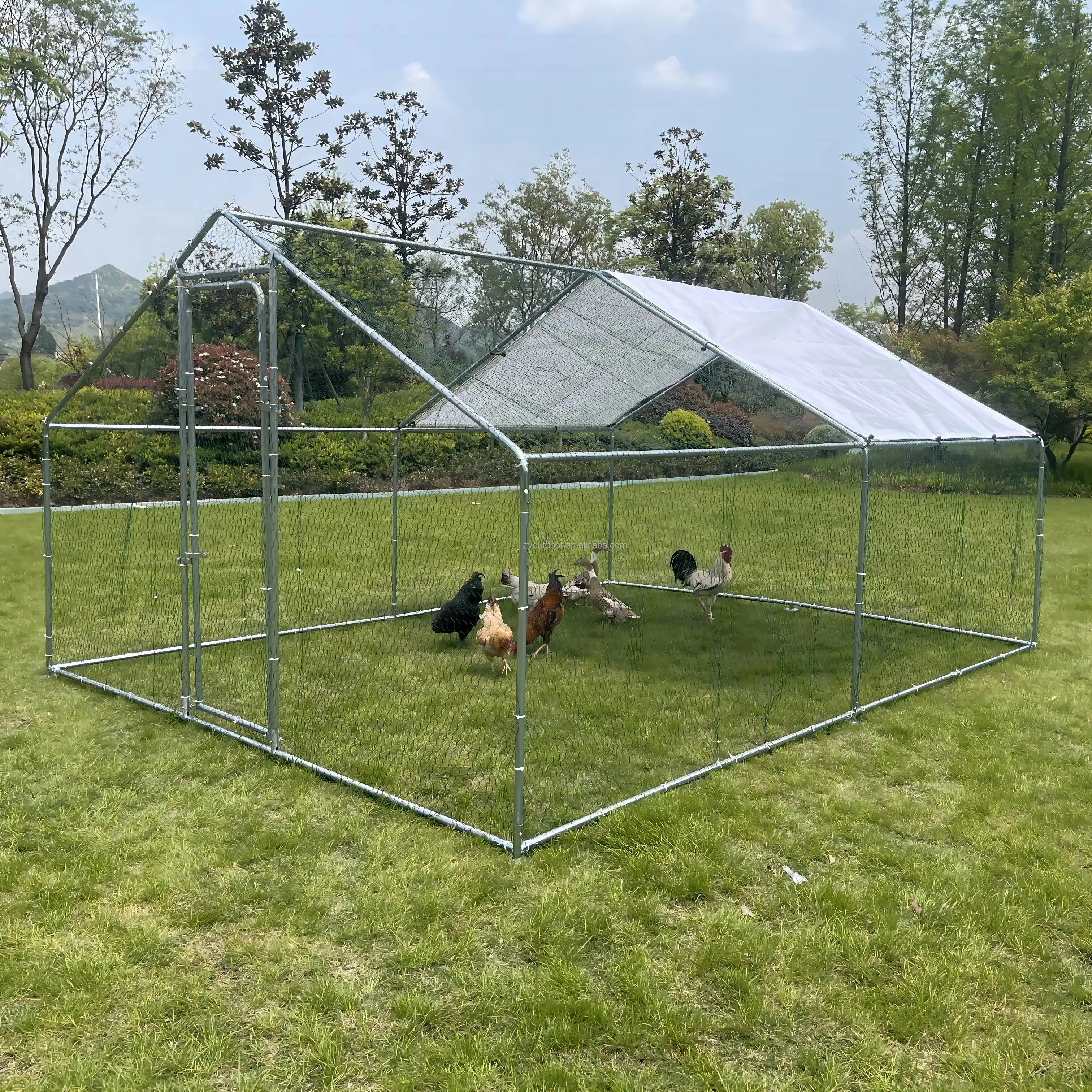 3x4x2M Chain link metal dog kennel pet play pen with removable roof dog cage run