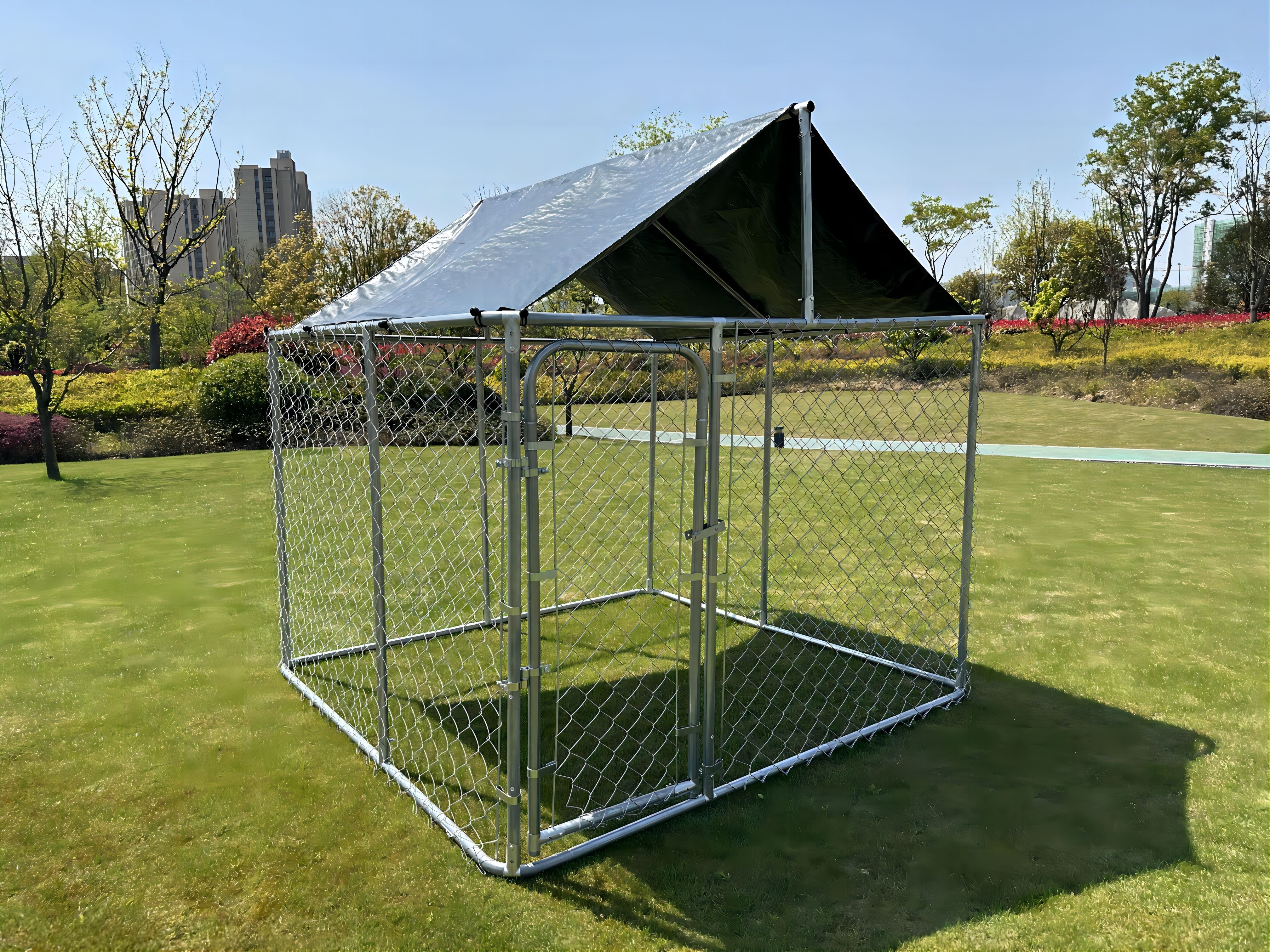 2x2x2M  chain link metal dog kennel pet play pen with removable roof dog cage run