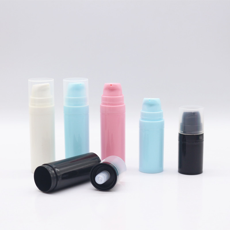 Cylindrical 5ML 10ML 15ML White PP Plastic Airless Pump Bottle With Snap Lotion Pump