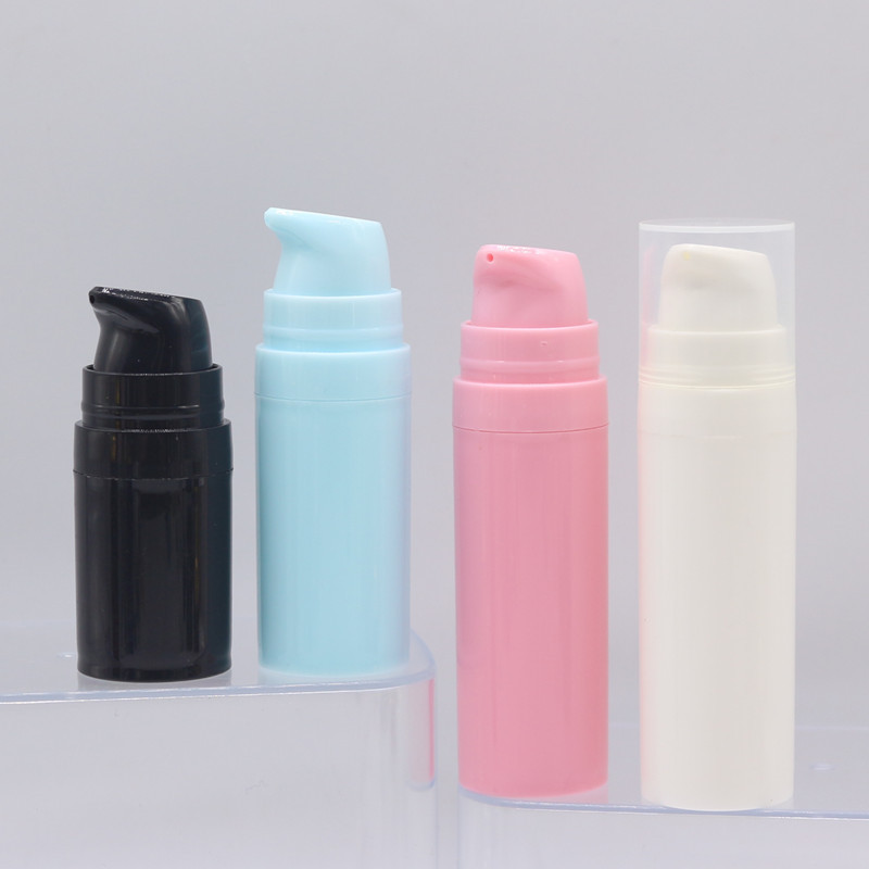 Cylindrical 5ML 10ML 15ML White PP Plastic Airless Pump Bottle With Snap Lotion Pump