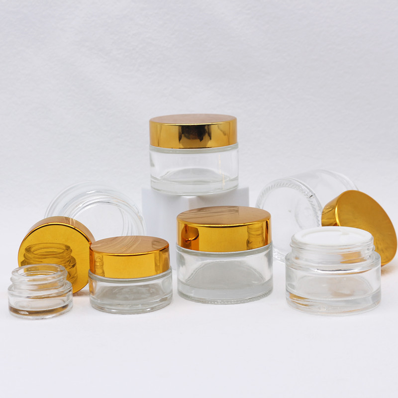 50g 100g Clear Cosmetic Jar Glass 30ml 50ml 100ml Cosmetic Cream Jar Glass Jar Pot Empty For Lip Balm