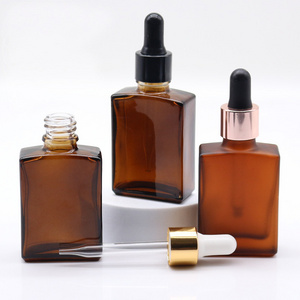 30ml Amber Square Glass Dropper Bottle 1OZ Amber Rectangle Bottle For Essential Oil Perfume