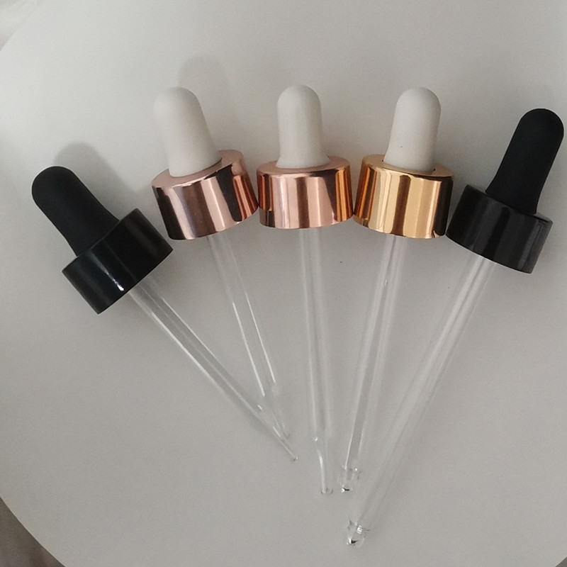 18/410 18 MM 20 MM Rose Golden/Golden/Silver/ Black Alumite Dropper Cap for Essential Oil Bottle, Gold Collar Serum Dropper Lid