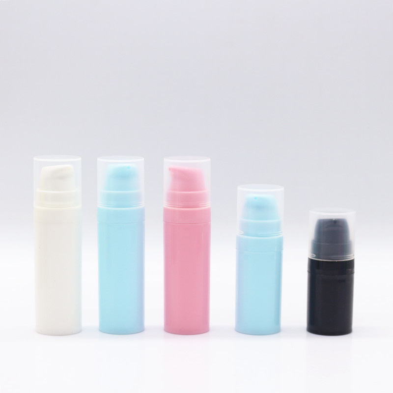 Cylindrical 5ML 10ML 15ML White PP Plastic Airless Pump Bottle With Snap Lotion Pump