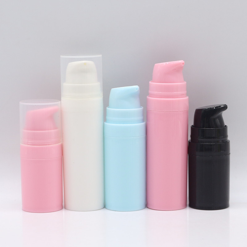 Cylindrical 5ML 10ML 15ML White PP Plastic Airless Pump Bottle With Snap Lotion Pump