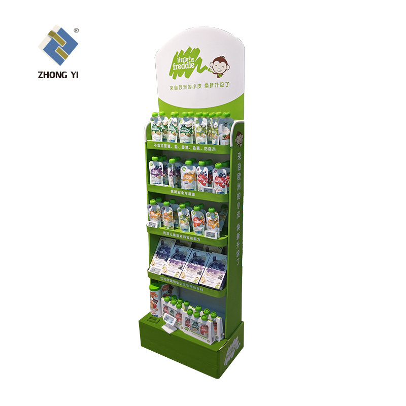 Supermarket Custom Cardboard Floor Display Stand/ Paper Make Up Cardboard display Racks for Retail Advertising