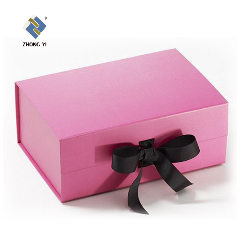 Promotional Custom Logo Printed Yellow Cardboard Magnetic Flap Gift Box With Sponge Inserts Ribbons