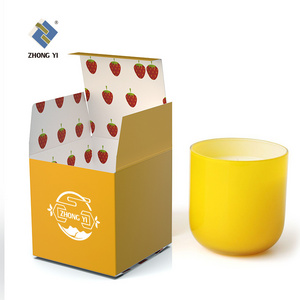 Custom elegant foldable candle jar folding boxes for candles flat with gold foil logo wholesale