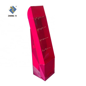 Retail Custom Printing Corrugated Beauty Shop Cosmetics Stand Eyeshadow Display Shelves Makeup Lipstick Holder with Hooks