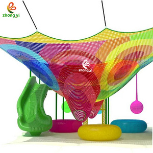 indoor Playground Kids Fitness Soft Play Games Big Rainbow Rope Maze Crochet Climbing Net